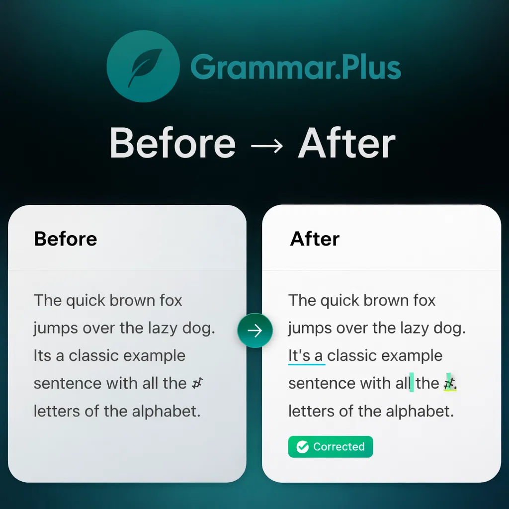 Before and after grammar fixes example - Grammar.Plus